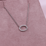 18ct White Gold Oval Pendant with Brilliant Cut Diamonds