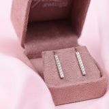 18ct White Gold Diamond Bar Earrings