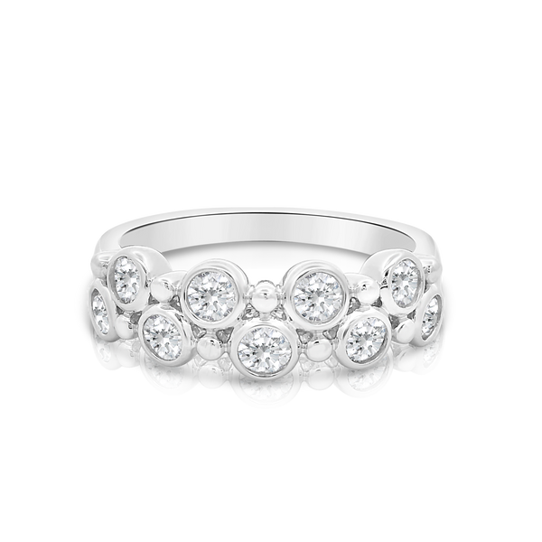 Double Row Bezel Set Diamond Dress Ring