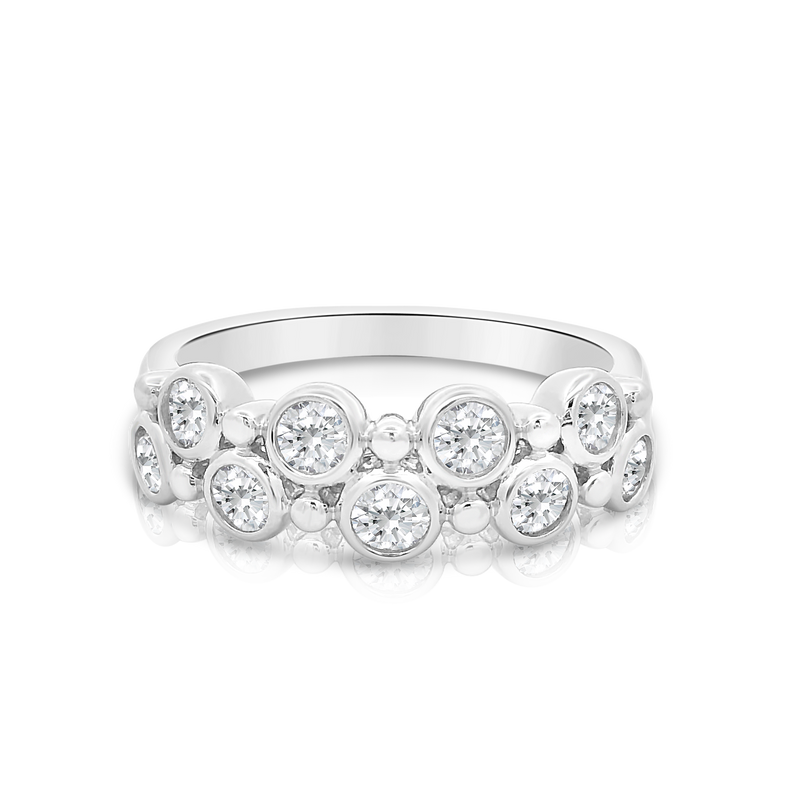 Double Row Bezel Set Diamond Dress Ring