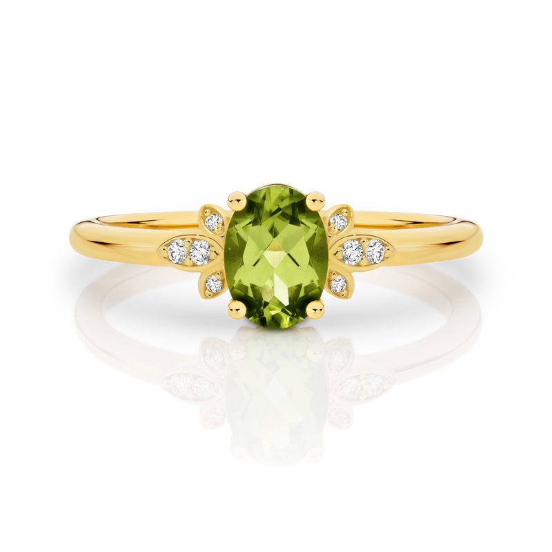 18ct Yellow Gold Peridot & Diamond Ring