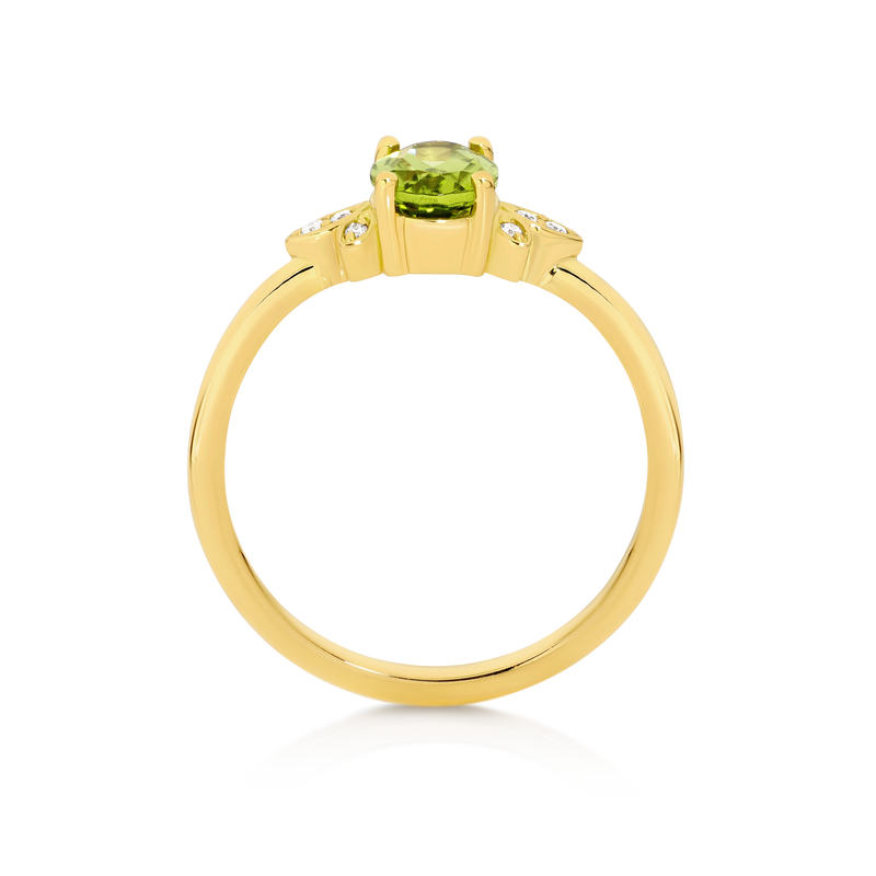 18ct Yellow Gold Peridot & Diamond Ring