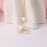 9ct White Drop 9mm Freshwater Pearl Shepherd Hook Earrings