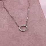 18ct White Gold Oval Pendant with Brilliant Cut Diamonds