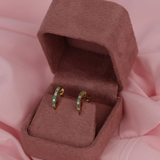 18ct Yellow Gold Huggie Earrings with Emeralds and Diamonds