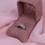18ct White Gold Fancy Dress Ring with Scalloped Edges and Diamonds