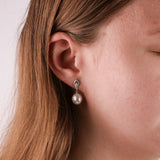 18ct White Gold Diamond South Sea Pearl Stud Earrings