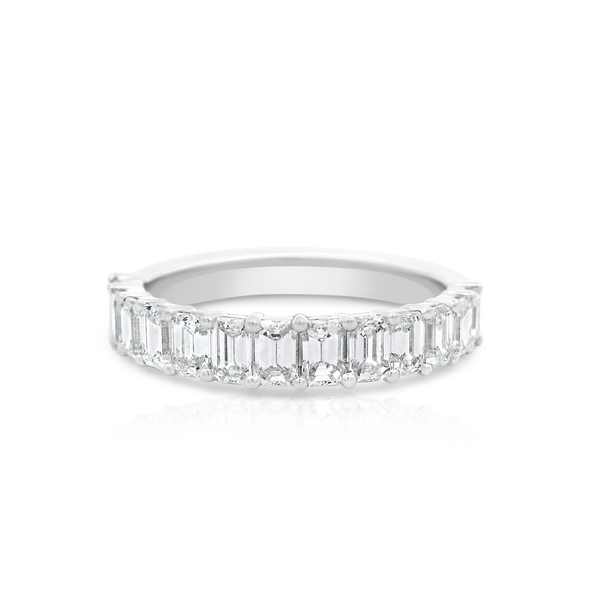 White Gold Emerald Cut Wedding Ring