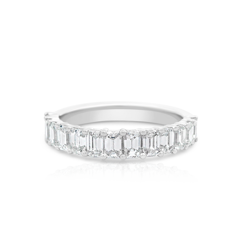 White Gold Emerald Cut Wedding Ring