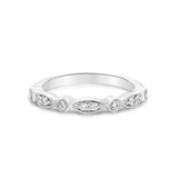 Marquise & Round Shape Milgrain Diamond Wedding Ring