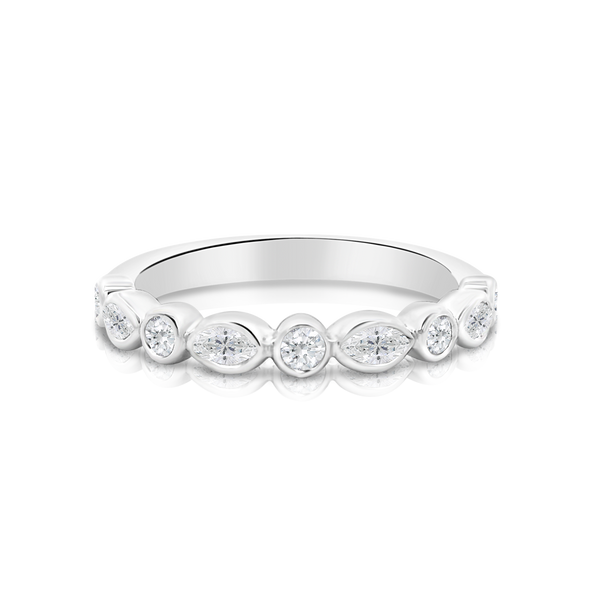 Round Brilliant Cut & Marquise Natural Diamond Wedding Ring