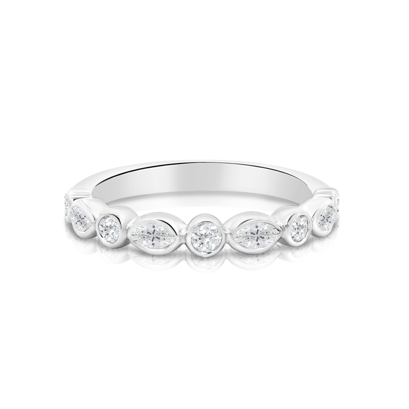 Round Brilliant Cut & Marquise Natural Diamond Wedding Ring