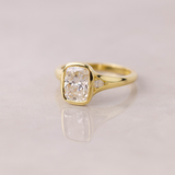 Elegant cushion cut diamond engagement ring in yellow gold Sydney Australia.