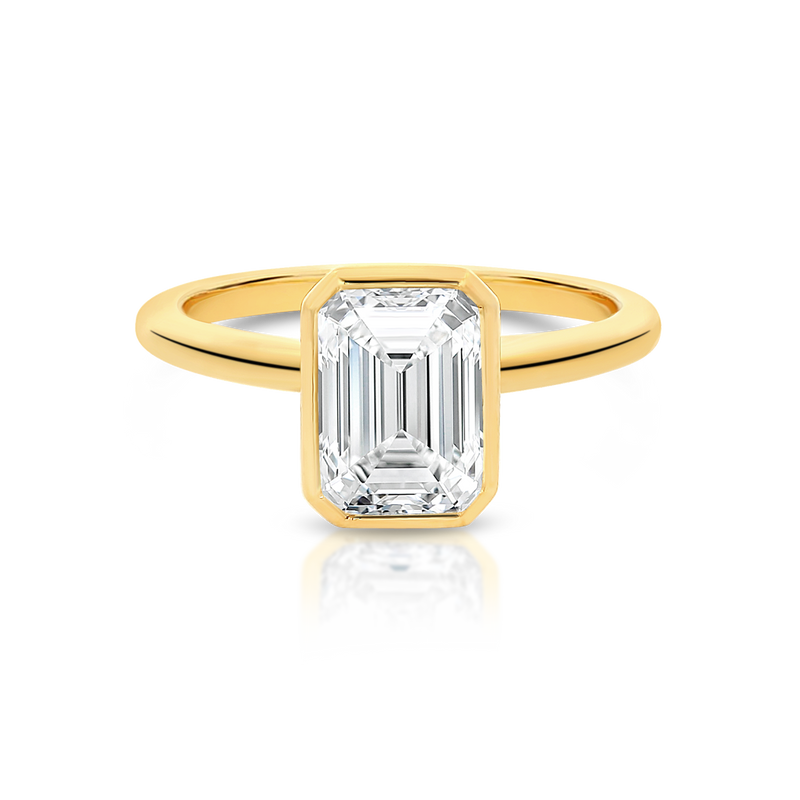 'Evelyn' Bezel Set Emerald Cut Diamond Ring