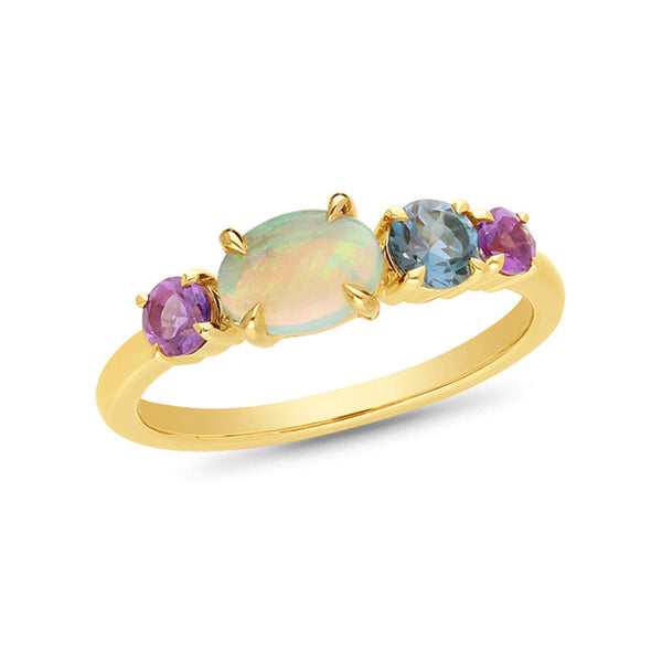 Opal, Amethyst & London Blue Topaz Ring