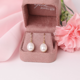 9ct White Drop 9mm Freshwater Pearl Shepherd Hook Earrings