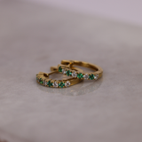 18ct Yellow Gold Huggie Earrings with Emeralds and Diamonds