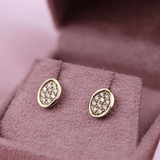 9ct Yellow Gold Oval Diamond Stud Earrings