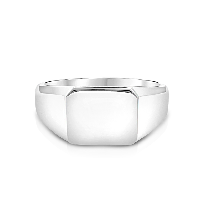 Rectangle Flat Top 18ct White Gold Signet Ring