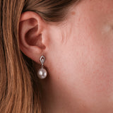 18ct White Gold Diamond South Sea Pearl Stud Earrings