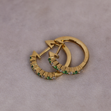 18ct Yellow Gold Huggie Earrings with Emeralds and Diamonds