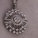 18ct White Gold and Diamond Flower Design Pendant