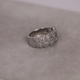 18ct White Gold Fancy Dress Ring with Scalloped Edges and Diamonds