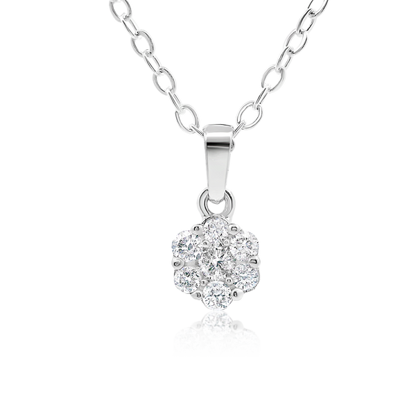 Diamond Cluster Flower Pendant