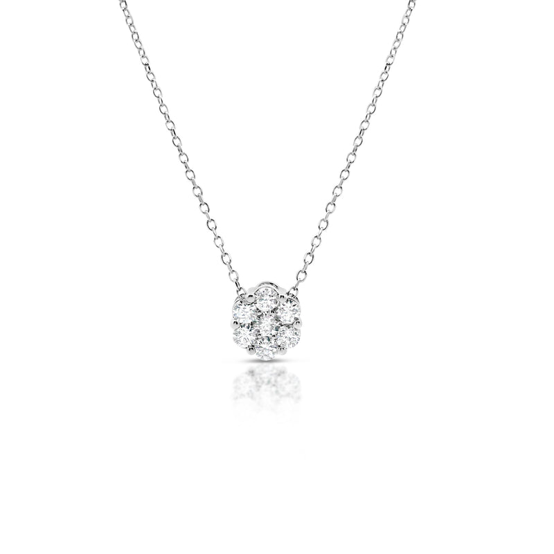 Diamond Cluster Flower Pendant