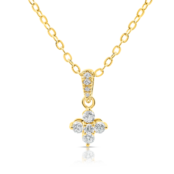 Yellow Gold Diamond Cluster Pendant