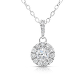 White Gold Diamond Cluster Halo Pendant