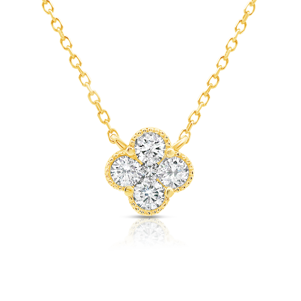 9ct Gold Clover Diamond Pendant