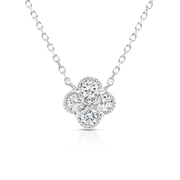 White Gold Clover Diamond Pendant