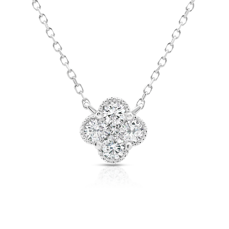 White Gold Clover Diamond Pendant