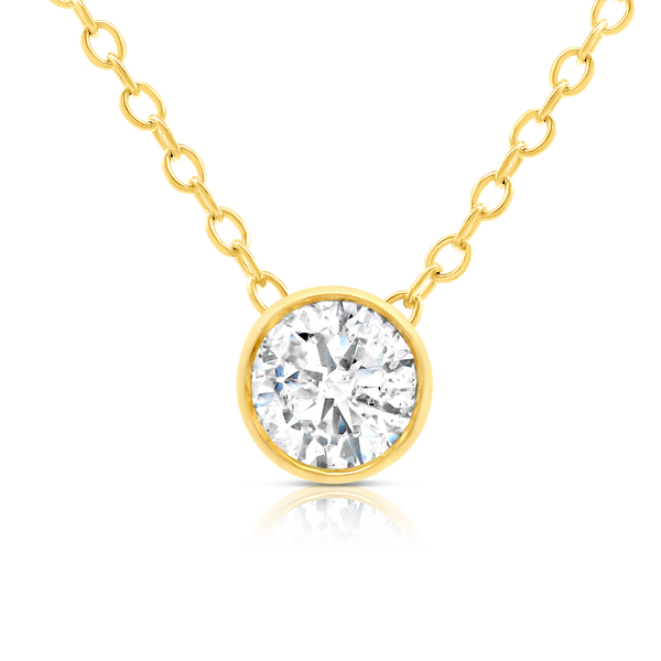 Bezel Set Solitaire Diamond Pendant-Yellow Gold