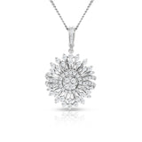 18ct White Gold and Diamond Flower Design Pendant