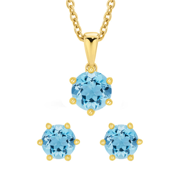 Blue Topaz Earring and Pendant Set