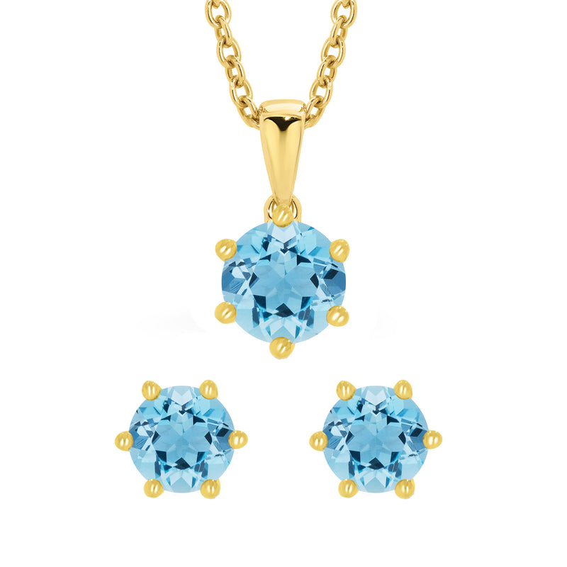 Blue Topaz Earring and Pendant Set