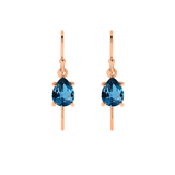 9ct rose gold shepherd hook earrings with pear-shaped London blue topaz in claw setting - York Jewellers Sydney.