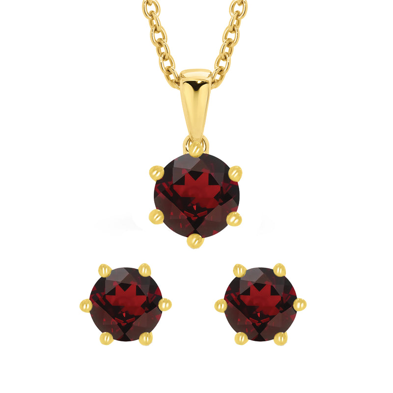 Garnet Pendant and Earring Set