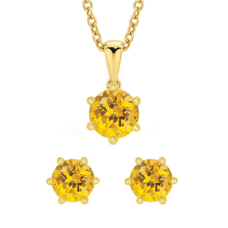 Citrine Pendant and Earring Set