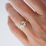 Yellow gold cushion cut diamond engagement ring York Jewellers Sydney Collette design.