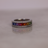 18ct White Gold Dress Ring with Multi-Coloured Sapphires and Diamonds