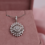 18ct White Gold and Diamond Flower Design Pendant