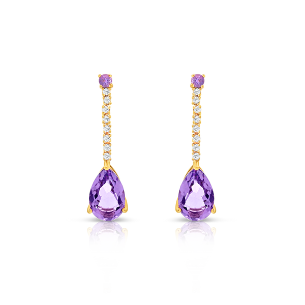 Diamond and Amethyst Drop Earrings