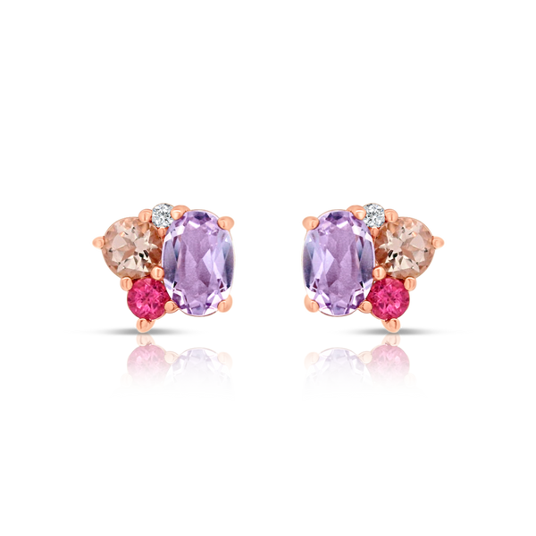 Multi Stone Cluster Earrings