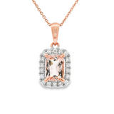 Morganite and Diamond Halo Pendant