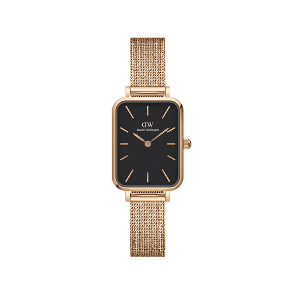 Daniel Wellington Quadro 20X26 Pressed Melrose Rose Gold & Black Watch