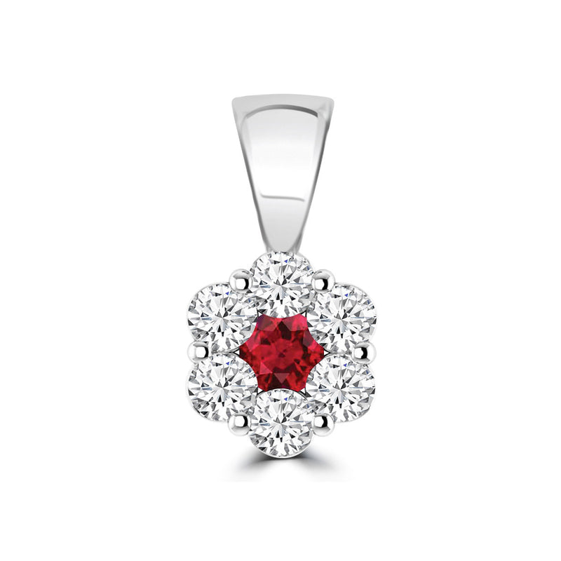 Ruby & Diamond Halo Pendant