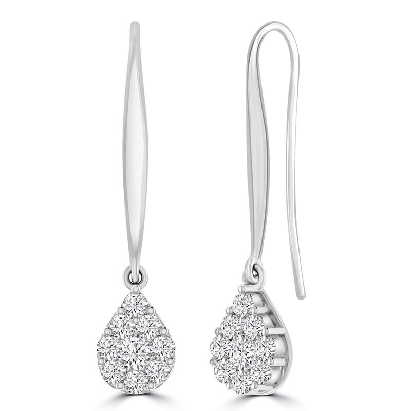 Diamond Teardrop Cluster Drop Earrings
